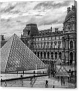 The Louvre Palace Bw The Louvre Museum Paris France Musee Du Louvre Canvas Print