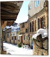The Old City Of Safed In The Galilee In The Snow Canvas Print