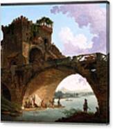 The Ponte Salario By Hubert Robert Canvas Print