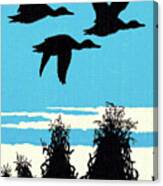 Three Ducks Flying At Night Canvas Print
