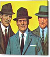 Three Men Wearing Suits And Hats Canvas Print