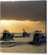 Three Sport Fishing Boats Head Out Off Catalina Island T Canvas Print