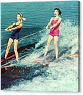 Three Women Waterskiing Canvas Print