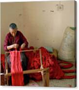 Tibetan Carpet Maker Canvas Print