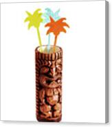 Tiki Glass With Palm Tree Stir Sticks Canvas Print