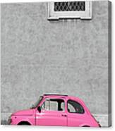 Tiny Pink Vintage Car, Rome Italy Canvas Print