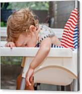 Tired Child Sleeping In Highchair Canvas Print