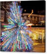 Town Christmas Tree Light Trails Canvas Print