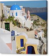 Traditional Greek Houses And Curch Canvas Print