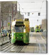 Trams, Melbourne, Circa 1998 Canvas Print