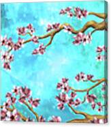 Tranquility Blossoms In Blue And Pink Canvas Print