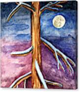 Tree In Winter Moonlight Canvas Print