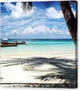 Tropical Beach With White Sand, Palms Canvas Print