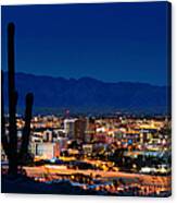 Tucson Arizona At Night Framed By Canvas Print