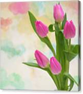 Tulips And Aquarel Canvas Print