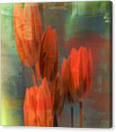 Tulips With Green Background Canvas Print