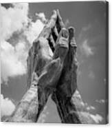 Tulsa Praying Hands Sculpture - Monochrome Canvas Print