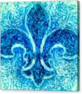 Turquoise Bleu Fleur De Lys Canvas Print