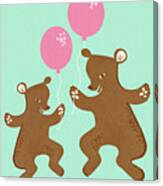 Two Bears With Balloons Canvas Print