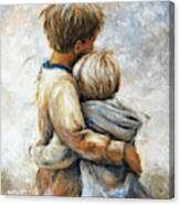 Two Brothers Hugging Canvas Print