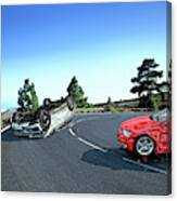 Two Cars Crashed In The Countryside Canvas Print