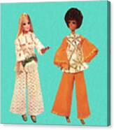 Two Dolls Wearing Groovy Outfits Canvas Print