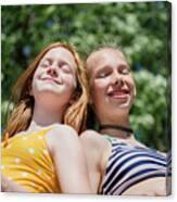 Two Happy Tween Girls In Swimsuits Outdoors. Photograph by Cavan Images -  Fine Art America
