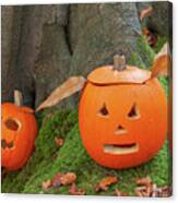 Two Scary Pumpkins For Halloween Canvas Print
