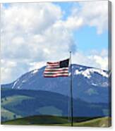 U. S. Flag With Mt. Powell Behind Canvas Print