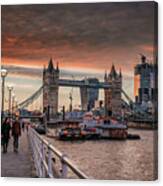 United Kingdom, England, London, City Of London, Tower Bridge, Great Britain, Thames, View Of The Bridge Canvas Print