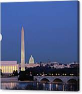 Usa, Washington Dc Skyline, Night With Canvas Print