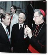 Vaclav Havel Greets Cardinal Oconnor Canvas Print