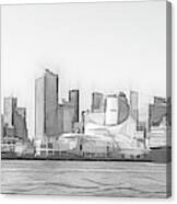 Vancouver Cruise Ship Port And Financial District Digital Sketch Canvas Print