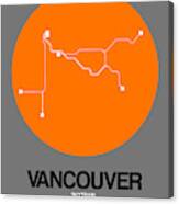 Vancouver Orange Subway Map Canvas Print