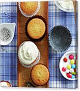 Vanilla Cupcakes With Selection Of Canvas Print