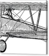 Vector Drawing Of Old Biplane On White Canvas Print