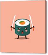 Vector Sushi Cartoon Character Canvas Print
