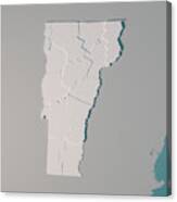 Vermont Us State Map Administrative Divisions Counties 3d Render Canvas Print