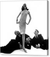 Veruschka With Three Actors At Her Feet Canvas Print