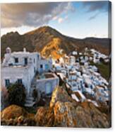 View Of Chora Village On Serifos Island In Greece. Canvas Print