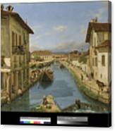 View Of Naviglio Canal From The San Marco Bridge In Milan, 1834 Canvas Print