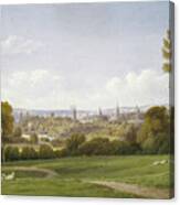 View Of Oxford From Headington Watercolor Canvas Print