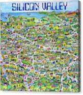 Vintage 1982 Silicon Valley Usa Poster Print, Shows Many Historic Companies And Places Canvas Print