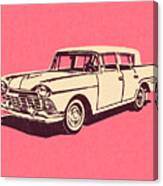 Vintage Car On Pink Background Canvas Print