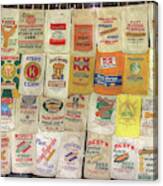 Vintage Seed Sacks - Saved And Hung Canvas Print