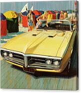 Vintage Yellow Convertible Car Canvas Print