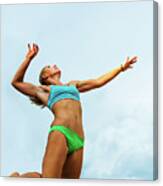 Volleyball Player Serving In Mid-air Canvas Print