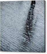 Walking Shadow Of An Unrecognised Person Walking On Wet Streets Canvas Print