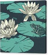 Water Lillies And Toad Canvas Print