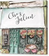 Watercolor Paris Cafe - Inspired By Chez Julien Canvas Print